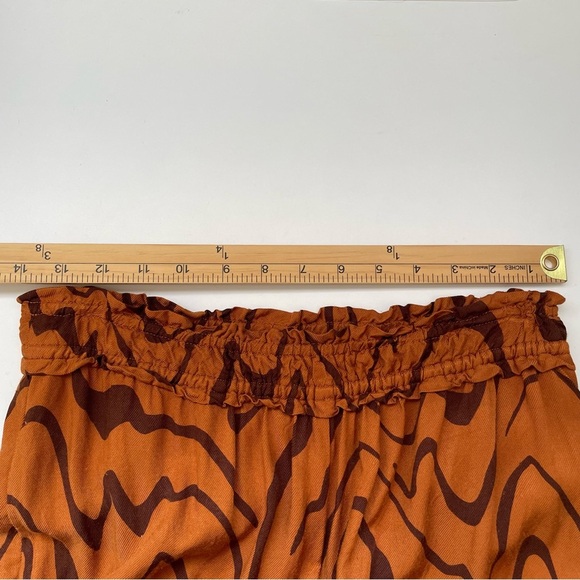 Anthropologie Wide Leg pull on pant bronze wavey artsy pattern retro 70s small S - Picture 11 of 16